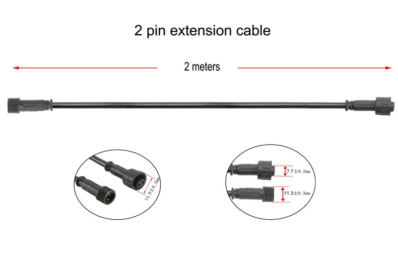 FVTLED Pack of 5, 2m 6.56ft 2Pin Extension Cable Wire with Male and Female Connectors at Both Ends Only for FVTLED Single Color LED Deck Light - Image 2